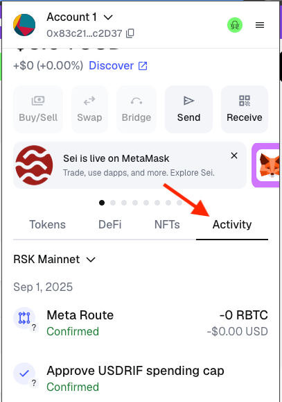 Track wallet activity